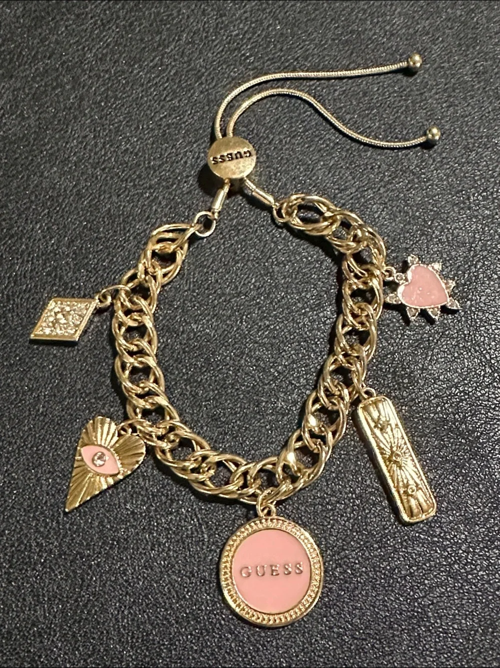 Guess Vintage Enamel & Crystals Celestial & Talisman Charm Bracelet